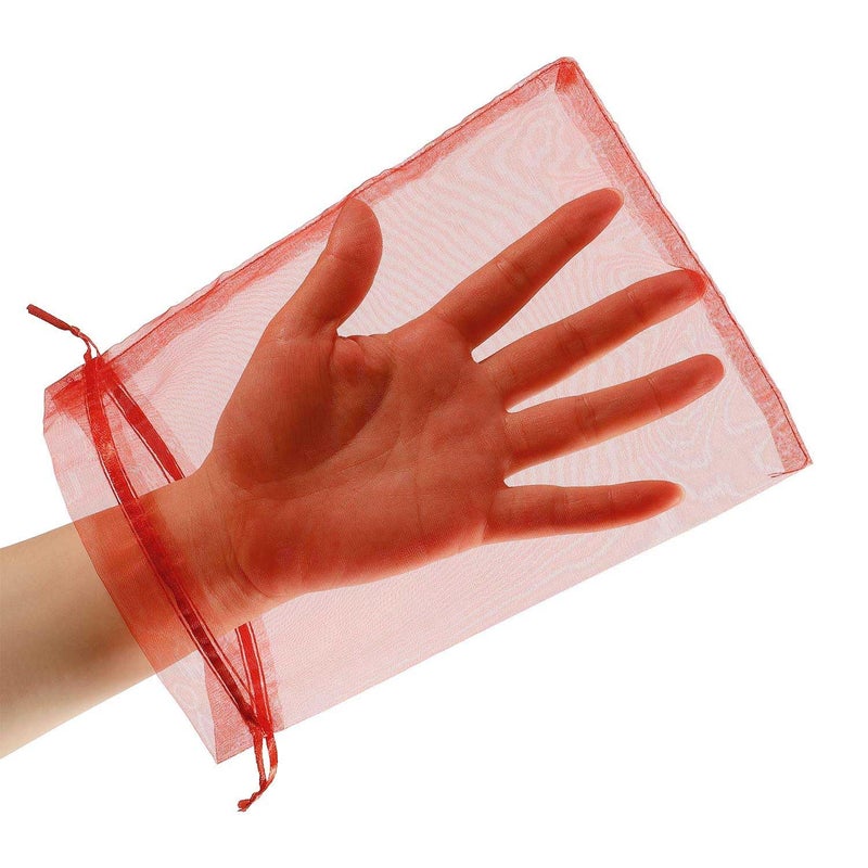 SUNGULF 100pcs Organza Pouch Bag Drawstring 6"x9" 16x22cm Strong Gift Candy Bag Jewelry Party Wedding Favor (Red) - Image 3